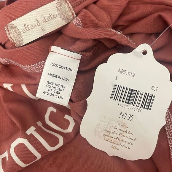 altar'd state Tailgates Tackles And Touchdowns Cropped Oversized T-Shirt S Rust - Picture 7 of 8